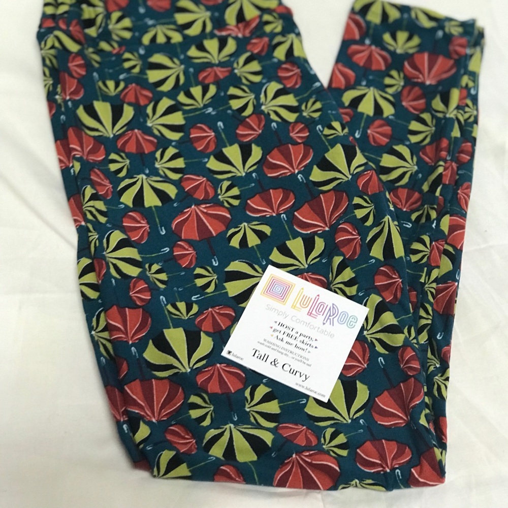 NWT LulaRoe Bluegreen Umbrella Leggings TC